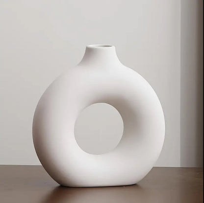24cm Big size Retro Matte ceramic Chinese style Donut vase