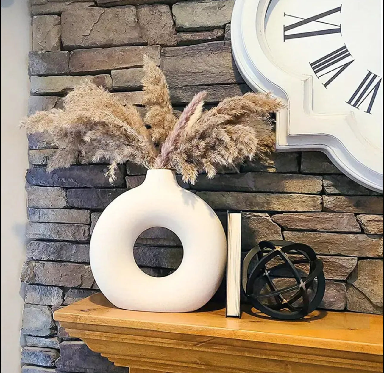 24cm Big size Retro Matte ceramic Chinese style Donut vase