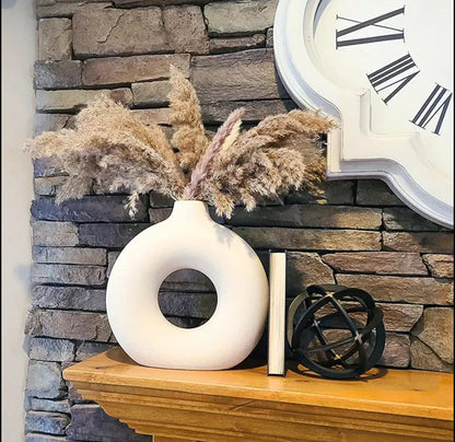 24cm Big size Retro Matte ceramic Chinese style Donut vase