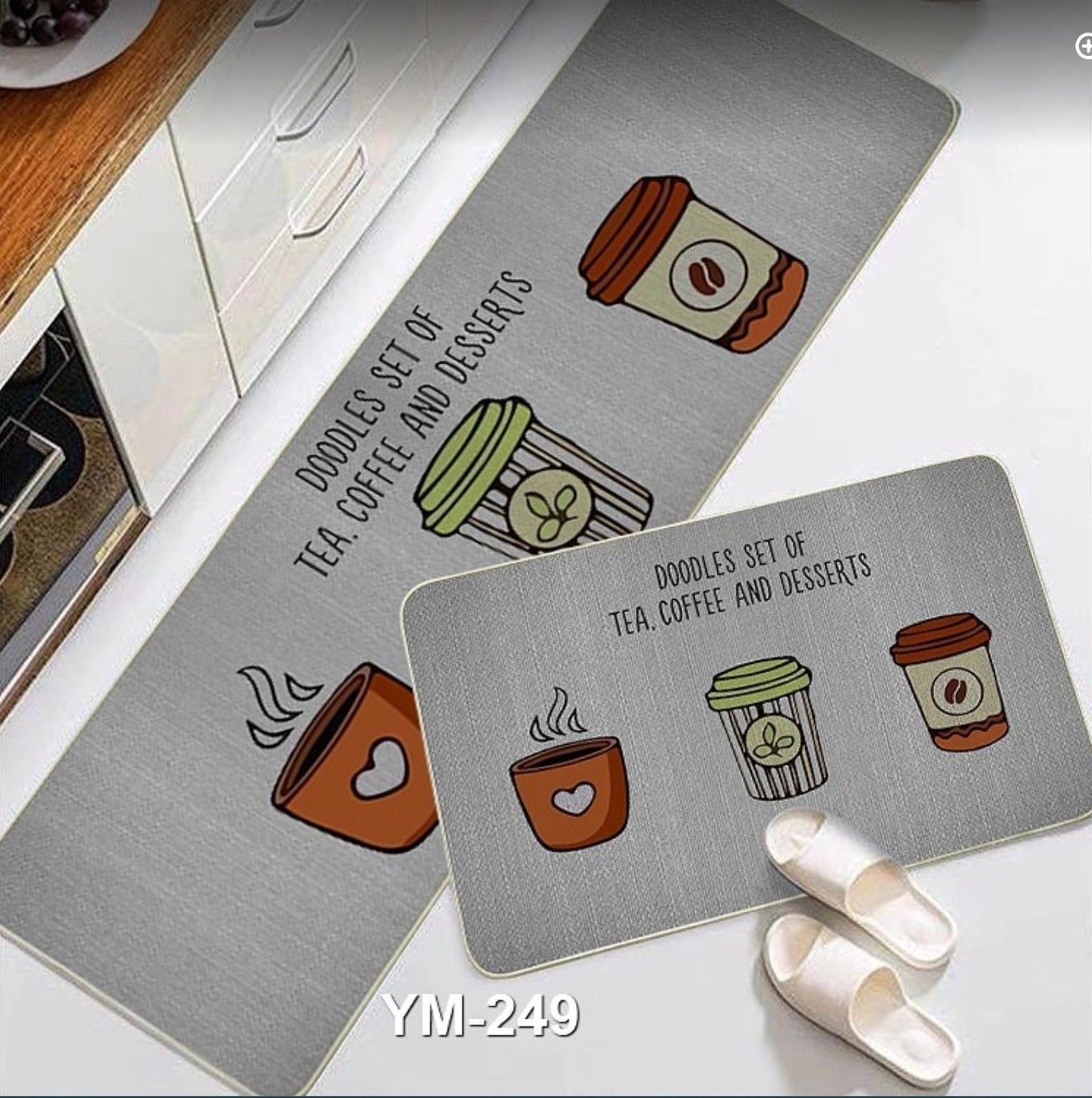 2pc Kitchen Mats Absorbent with Backside Rubber and Skid-Resistant Base