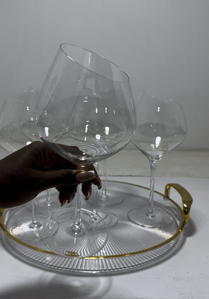 6pcs Burgundy Crystal Glass