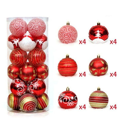 Multicoloured 24pcs Christmas balls decor set
