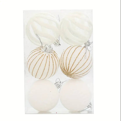 6pcs set White Christmas balls
