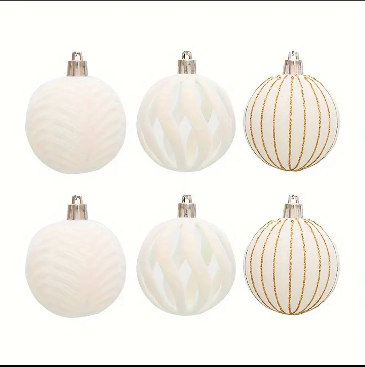6pcs set White Christmas balls