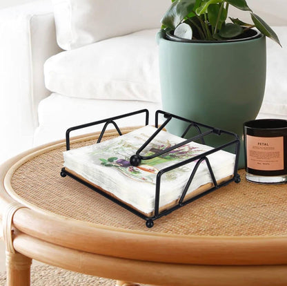 Luxury metallic serviette holder, with Bamboo place on/ napkin holder