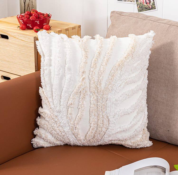 Home Decor Cushion Cover Beige Grey Tufted Coral Stylish Pillow Cover
