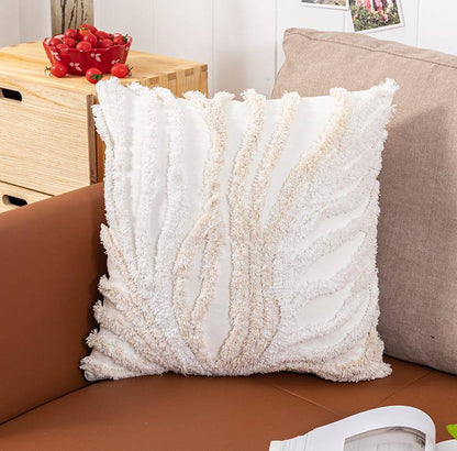 Home Decor Cushion Cover Beige Grey Tufted Coral Stylish Pillow Cover