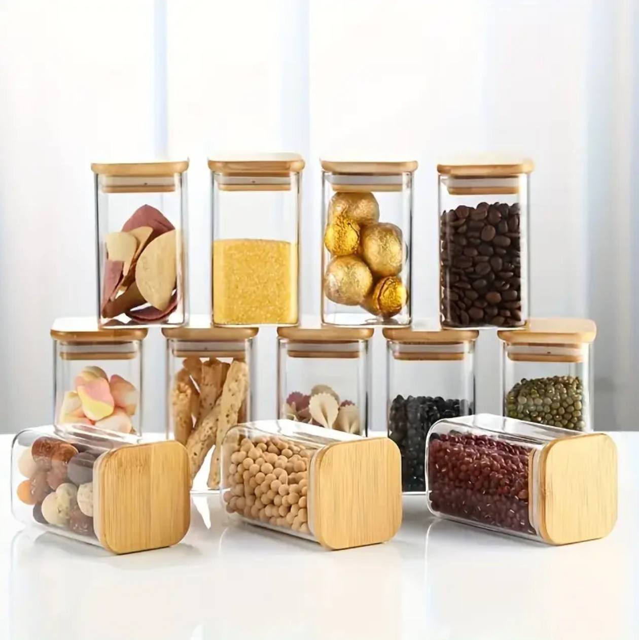 3 Tier bamboo spice Rack with 12 spice jars