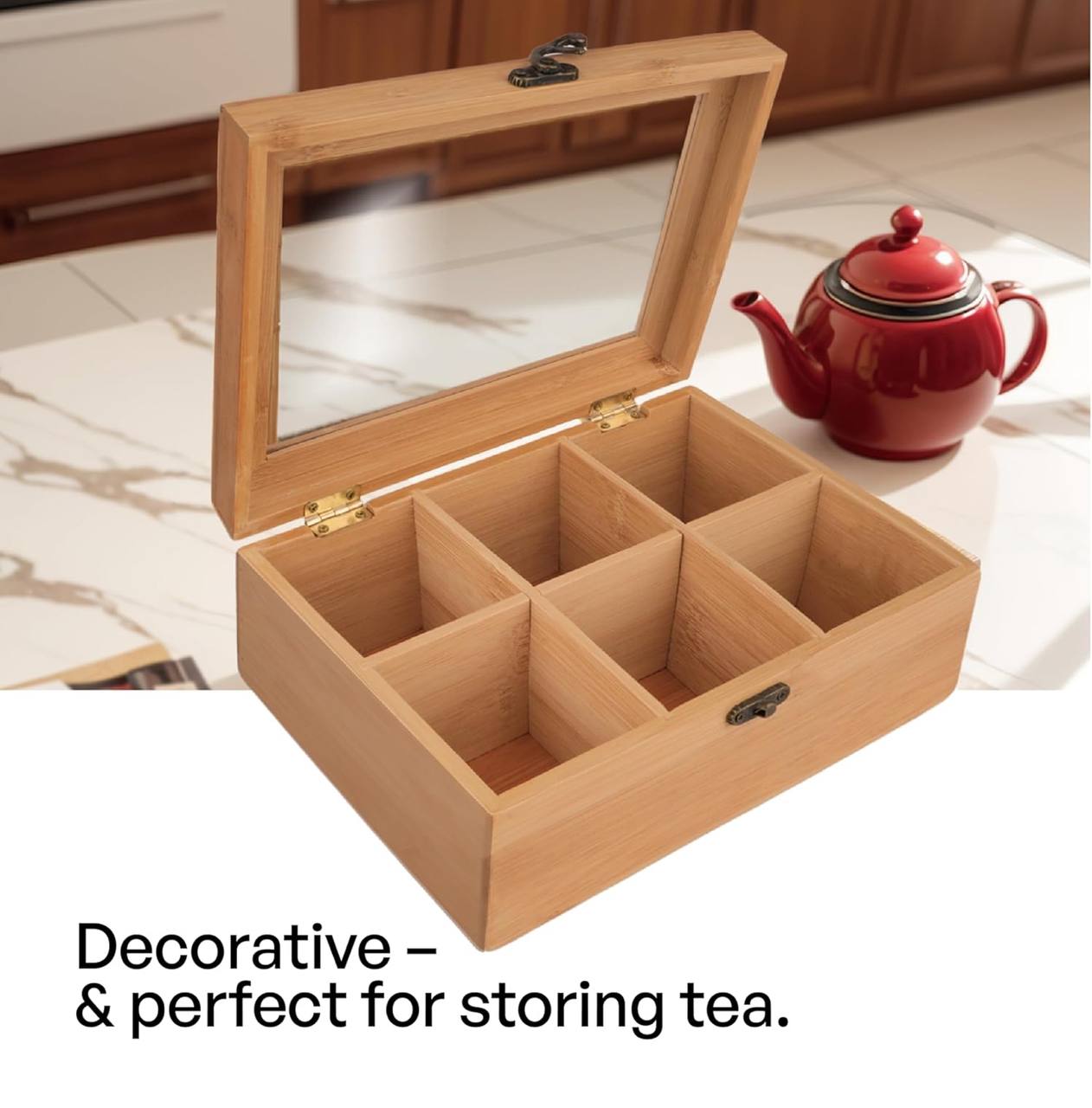 Eco friendly bamboo tea bag organizer