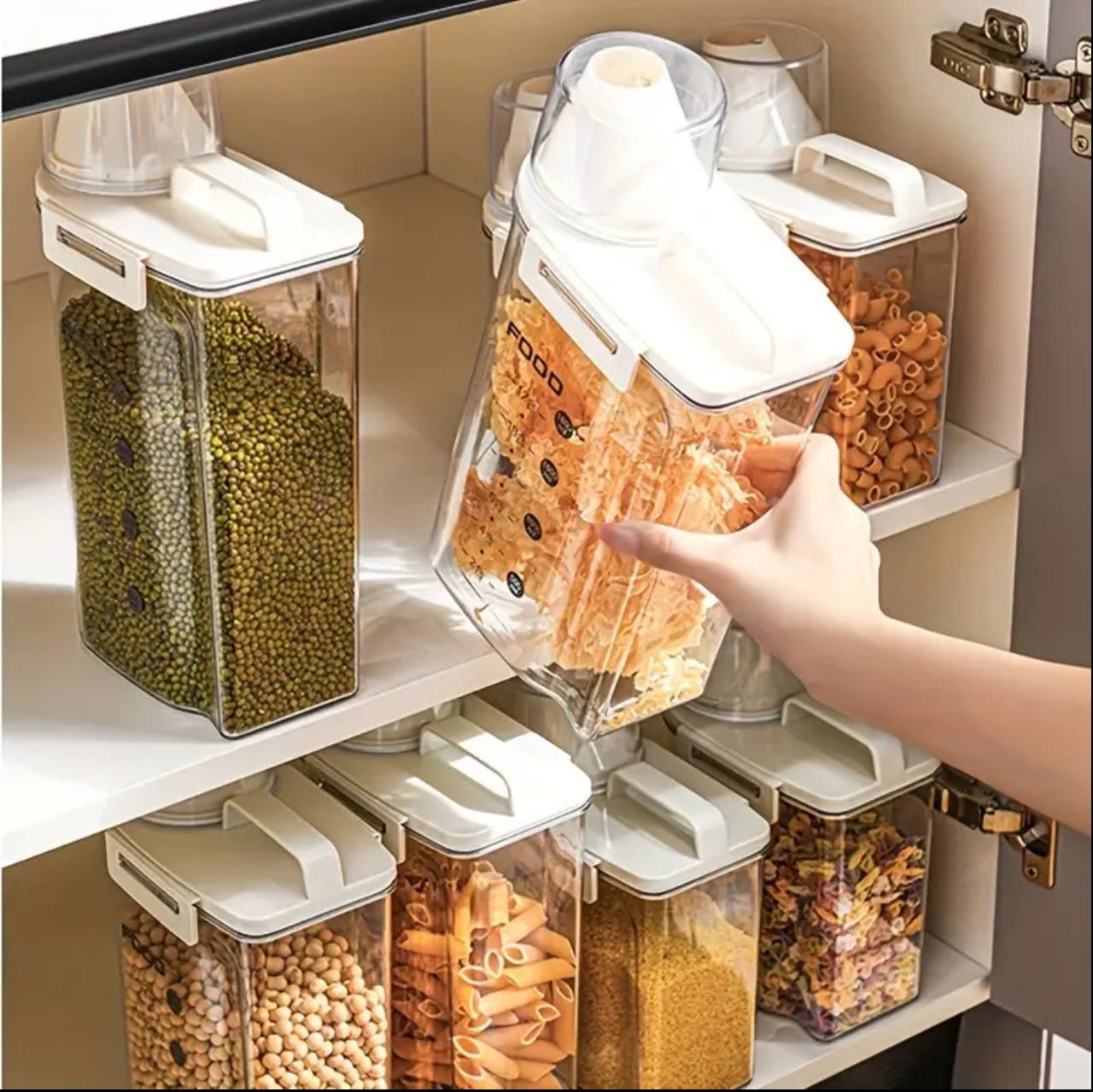 Transparent air tight food storage container/cereal  dispenser