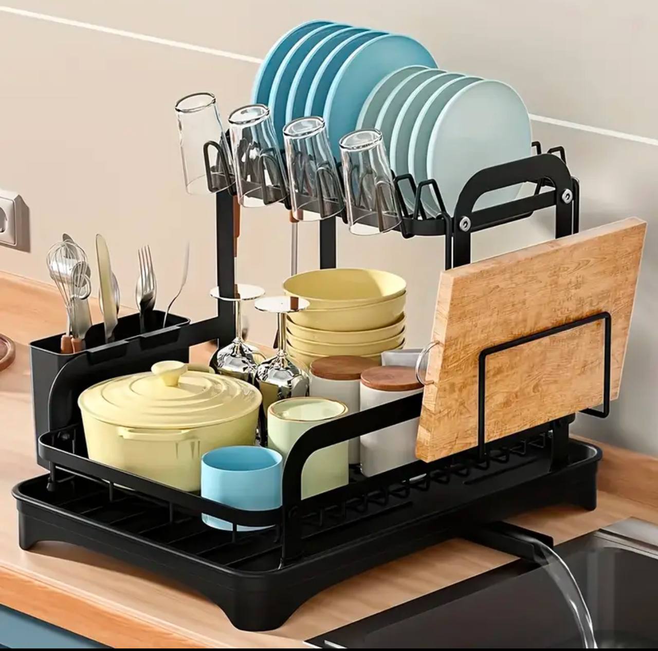 2 Tier Dish Drying Rack with Drip