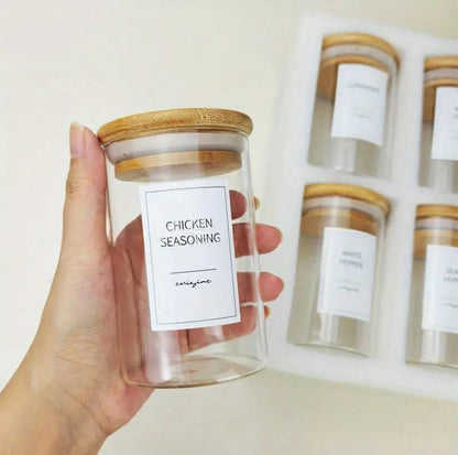 6-pack Round Glass Jars with Bamboo lid And Spoon