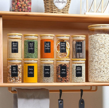 12pcs Round Glass spice jar set