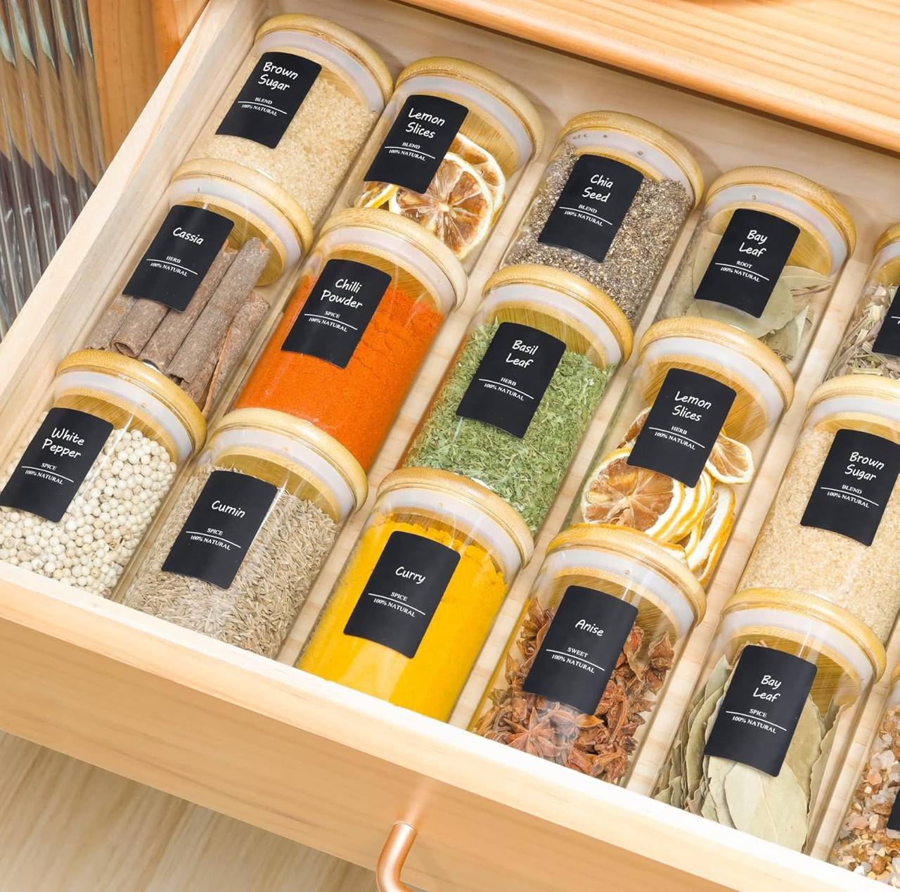 12pcs Round Glass spice jar set