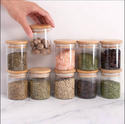 12pcs Round Glass spice jar set