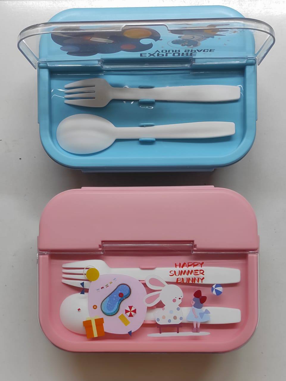 3 Compartment Lunch Box for Kids, Big Lunch Box with Spoon and Fork,