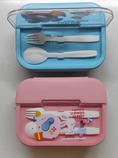 3 Compartment Lunch Box for Kids, Big Lunch Box with Spoon and Fork,