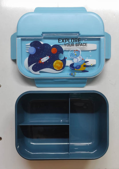 3 Compartment Lunch Box for Kids, Big Lunch Box with Spoon and Fork,