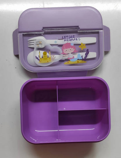 3 Compartment Lunch Box for Kids, Big Lunch Box with Spoon and Fork,