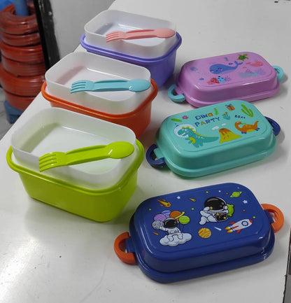 Rectangular double layer Cartoon themed Healthy Plastic Lunch Box