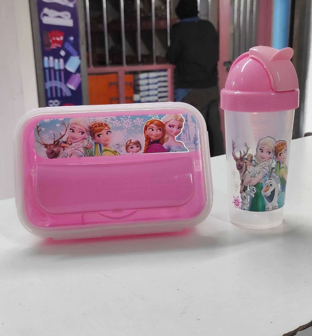 Combo cartoon themed 2-in-1 Lunch Box with Tumbler Set 500ml with straw