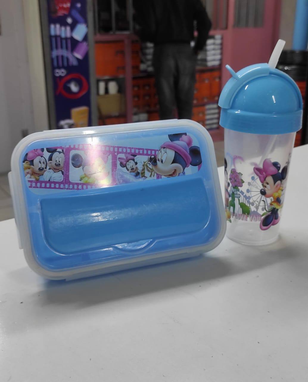 Combo cartoon themed 2-in-1 Lunch Box with Tumbler Set 500ml with straw