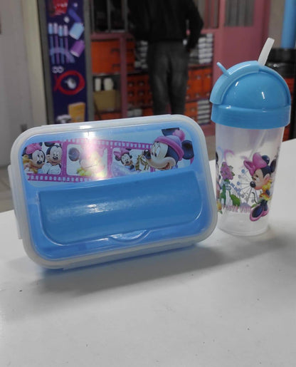 Combo cartoon themed 2-in-1 Lunch Box with Tumbler Set 500ml with straw