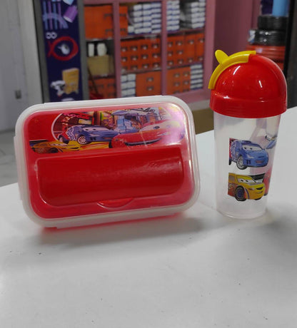 Combo cartoon themed 2-in-1 Lunch Box with Tumbler Set 500ml with straw