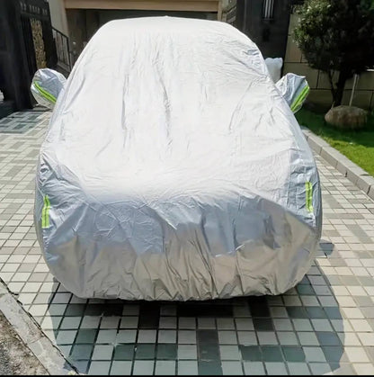 High Quality Universal Grey Car Cover with fleece on the inside part & Has Reflector  on the sides
