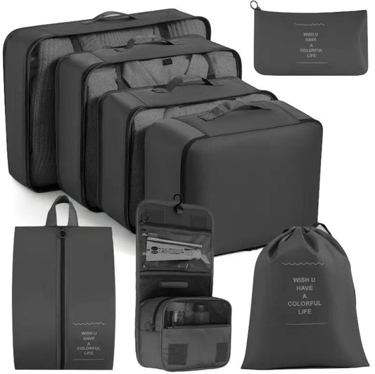 8pcs Luggage Travel Organizers For Suitcase With Toiletry Cosmetic Case