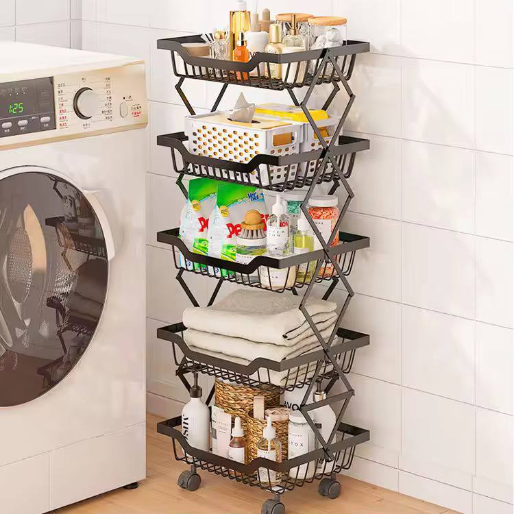 5 Layer foldable fruit/ vegetables rack with wheels