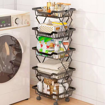 5 Layer foldable fruit/ vegetables rack with wheels