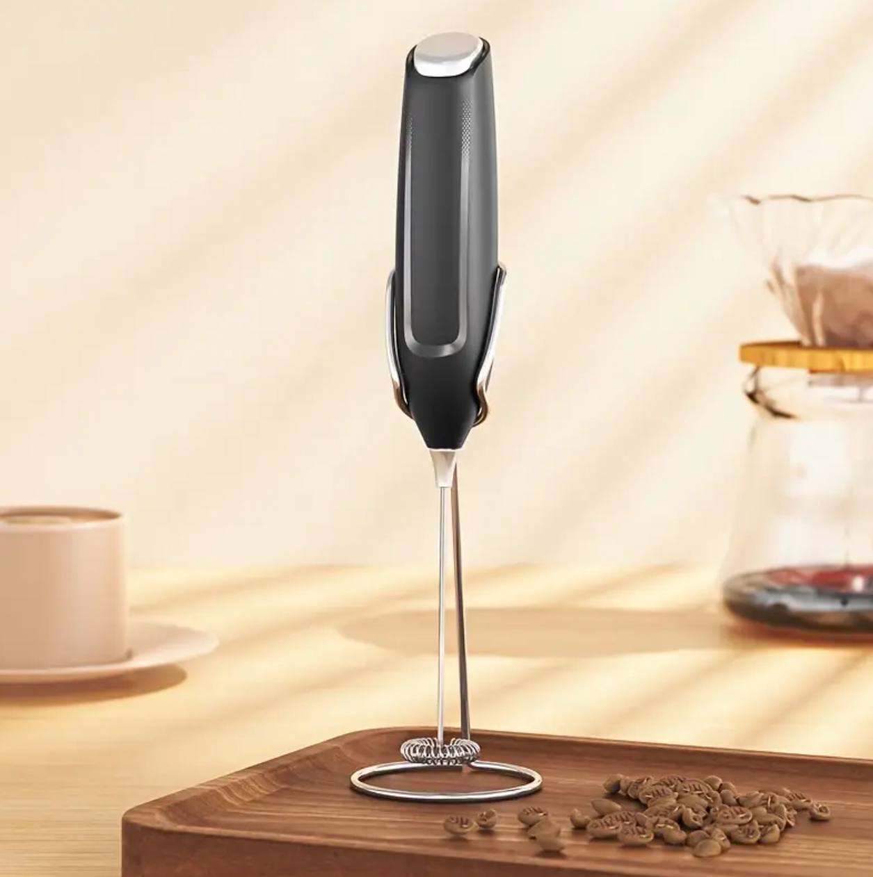 Powerful Handheld Milk Frother with Stand Battery Operated Foam Maker