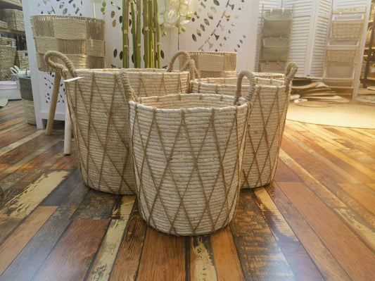 High Quality Set of 3 Stackable handmade baskets