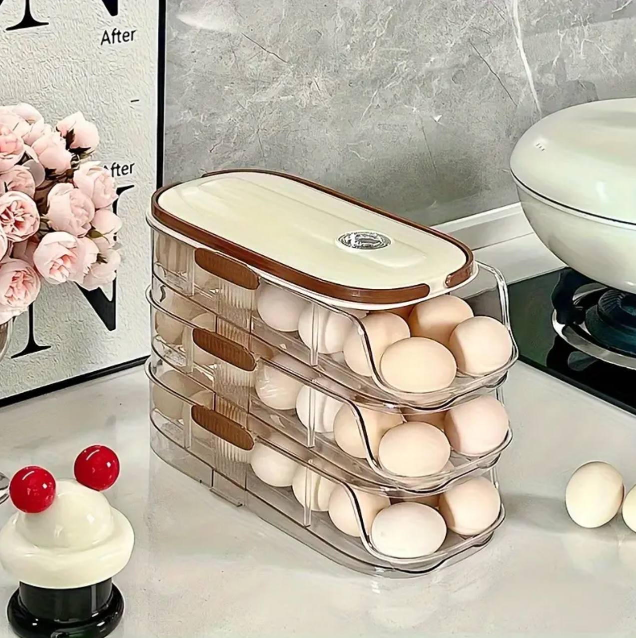 Acrylic Stackable Automatic sliding/rolling Egg Storage box/Egg Tray
