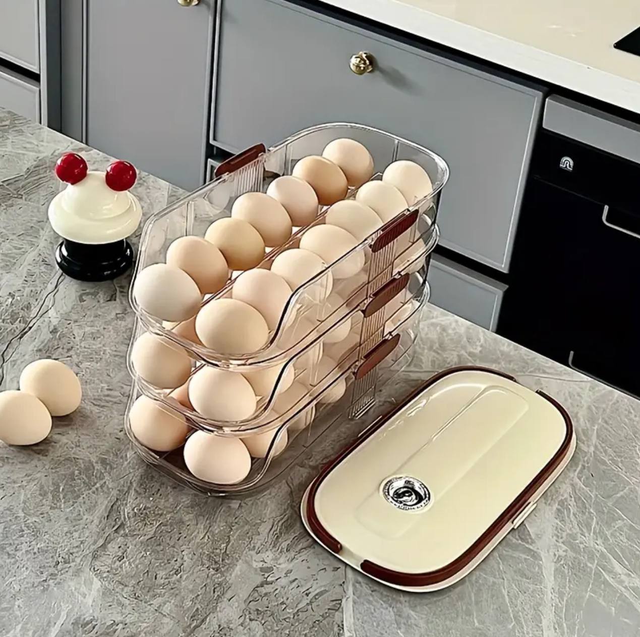 Acrylic Stackable Automatic sliding/rolling Egg Storage box/Egg Tray