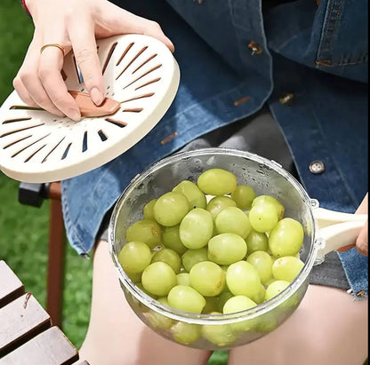 Multi-functional Food Storage, Fruits/Vegetable Drainer/Colander Container with Foldable handle