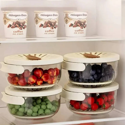 Multi-functional Food Storage, Fruits/Vegetable Drainer/Colander Container with Foldable handle