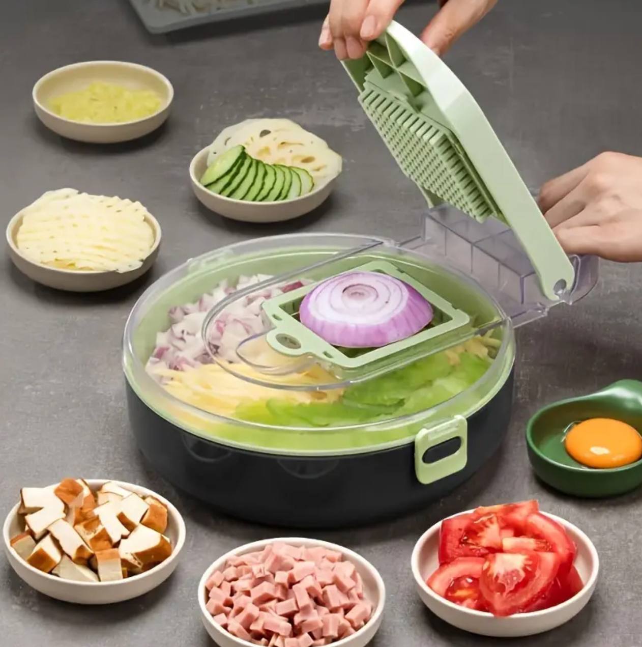 Multi-functional 9pcs Vegetable Chopper/Cutter