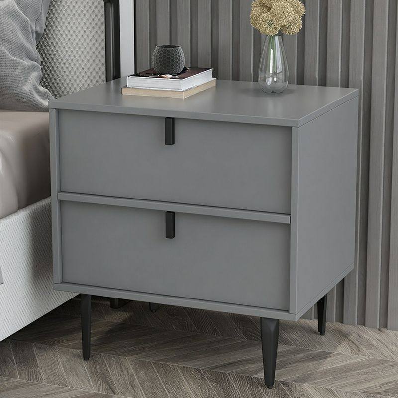 Wood Nightstand with 2 Drawers in Small Size for Modern Bedroom