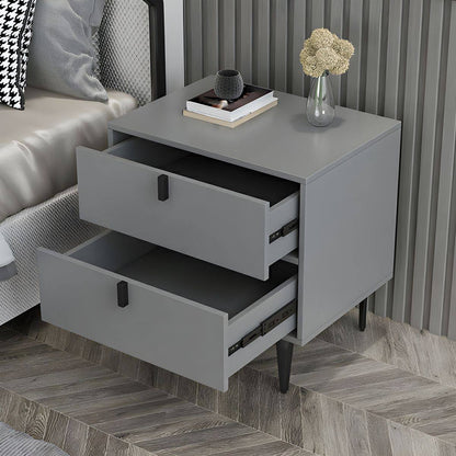 Wood Nightstand with 2 Drawers in Small Size for Modern Bedroom