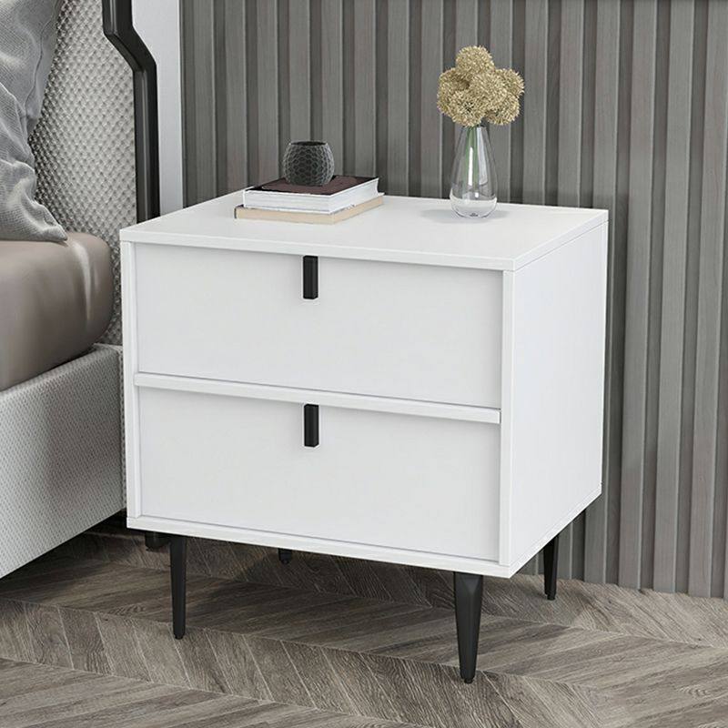 Wood Nightstand with 2 Drawers in Small Size for Modern Bedroom