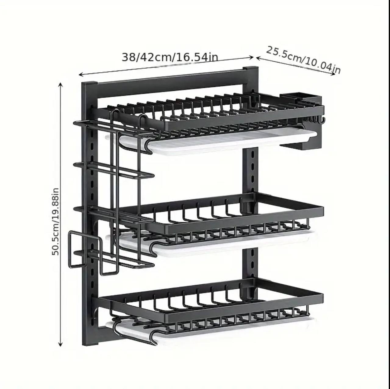 3layers Black coated dish rack, heavy steel