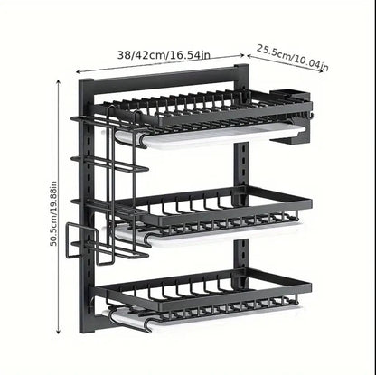 3layers Black coated dish rack, heavy steel