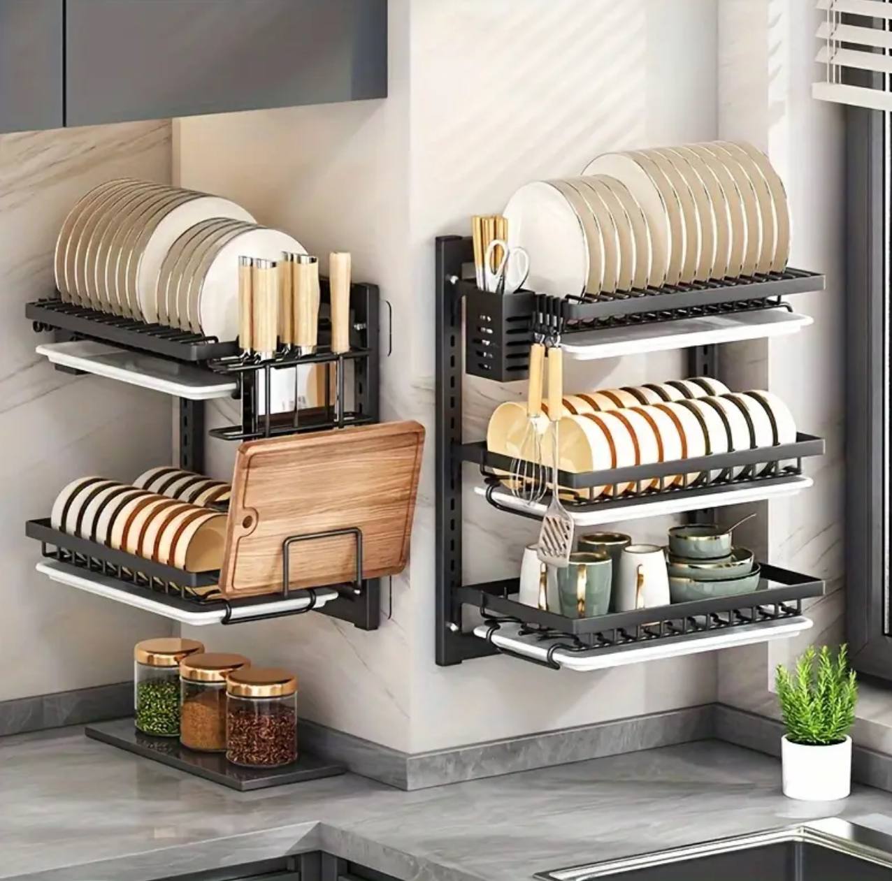 3layers Black coated dish rack, heavy steel