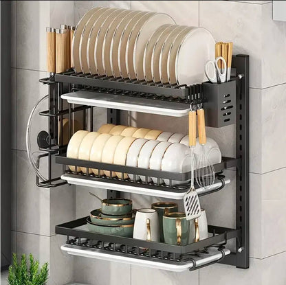 3layers Black coated dish rack, heavy steel