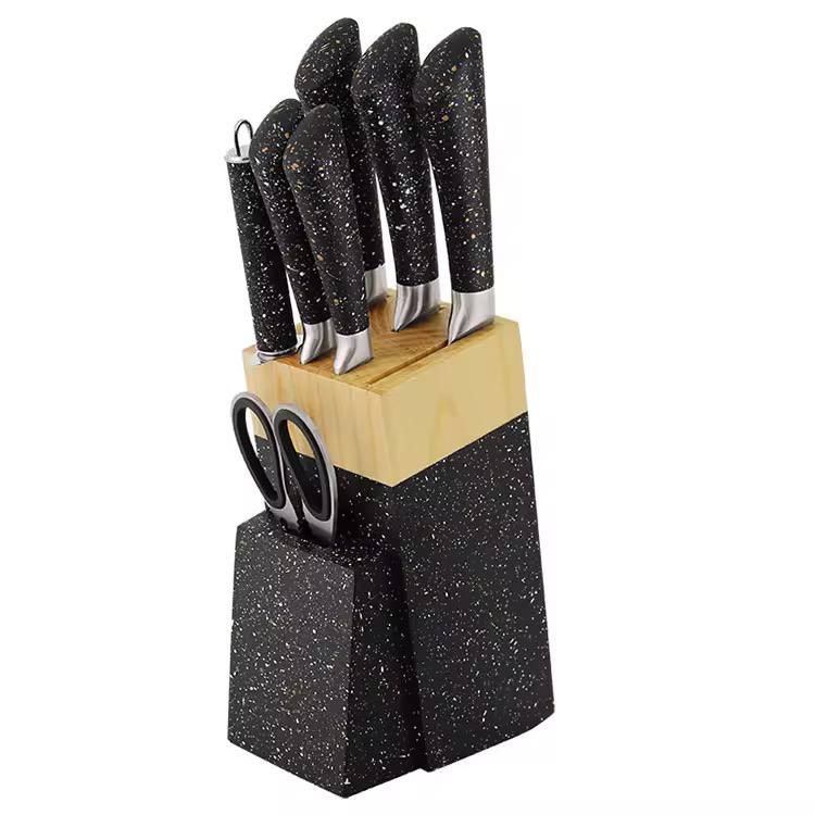 8pcs set Granite Bass knives with Bamboo stand
