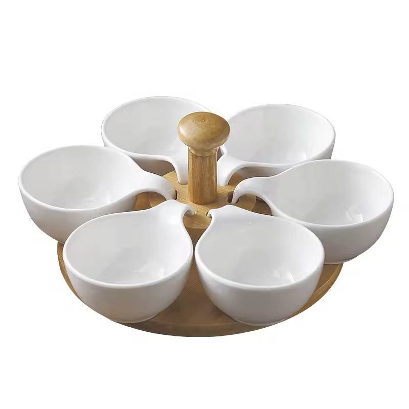 6pcs sauce dishes with bamboo