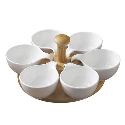 6pcs sauce dishes with bamboo