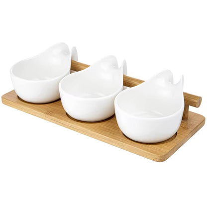 3pcs sauce bowls set with Bamboo tray